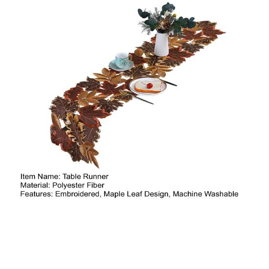 Maple Leaf Table Runner Embroidered Autumn Leaf Table Runner Irregular Rustic Table Runner for Home Farmhouse Dining