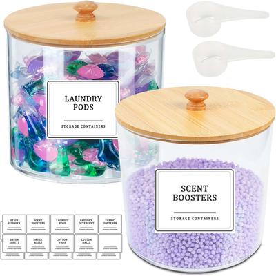 Lot de 2 Contenants pour Dosettes de Lessive, Contenants Transparents pour l'Organisation de la Buanderie, Grands Contenants de Stockage pour Poudre de Lessive