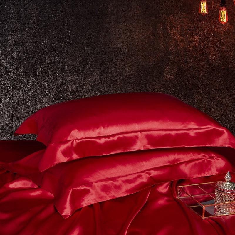 Solid Color Double-sided Silk Pillowcase Mulberry Silk Ice Silk Beauty Pillowcase Single Silk Wide-edge Pillowcase