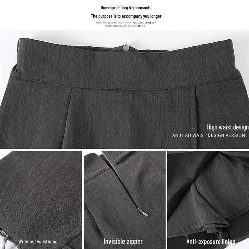 Women's Plus Size High-Waist Black Midi Skirt - Slimming, Petite, College Style, A-Line with Summer Slit