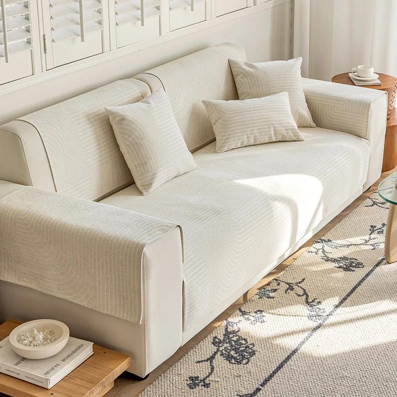 Nordic Chenille Sofa Mat Solid Color Sofas Towel Non Slip Sofa Covers for Living Room Luxury Corner Couch Cushion Seat Pad Home