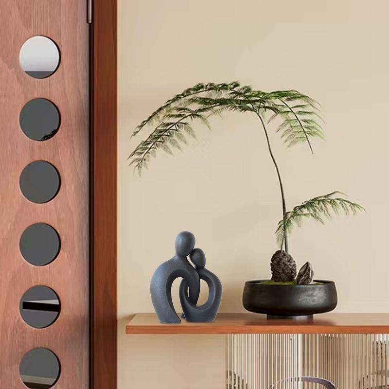 Ny Abstrakt Älskare Skulptur Par Figurer Bröllopsdagspresent Harts Modern Konst Pop Dekorationsobjekt Skrivbordsstatyer