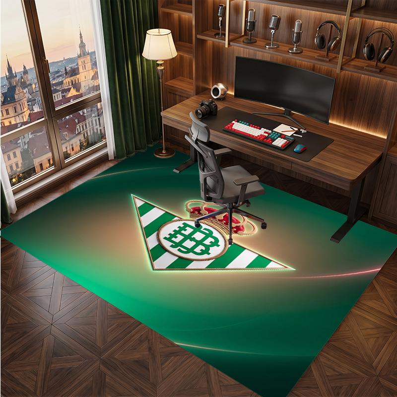 Real Betis Fußball Druck Kristall Samt Teppich, Bequemer Wasserabsorbierender Rutschfester Indoor Boden Teppich