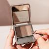 SWEET NIGHT Eyebrow Brow Eyebrow Soft Natural For Beginners and Men Powder, Tri-Color Powder, Mascara, Long-Lasting, Finish, Color, (01-Brown Coffee)