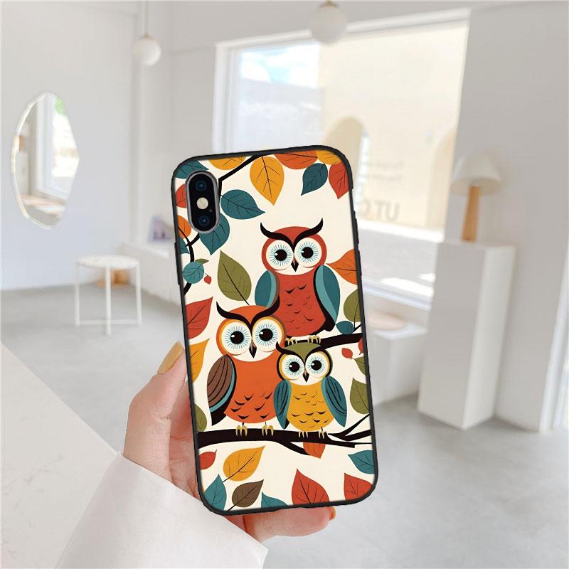 CJ25 Cartoon Art Owl Soft Shell Phone Case for Samsung Galaxy S20 S21 S22 Ultra FE + Plus A21S A22 A24 A25 A26 A30 A30S A31