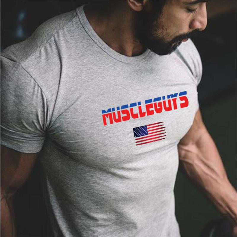 Summer Cotton Sports T-Shirts Mens Slim Fit Gym Fitness Male T Shirt Casual Running Bodybuilding Man Jogging Workout Clothing