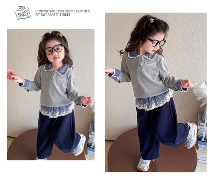 Meng Tang Tang Spring Girls' Color Block Bib Pants & Sweatshirt Set - Baby Korean Style Two-Piece.