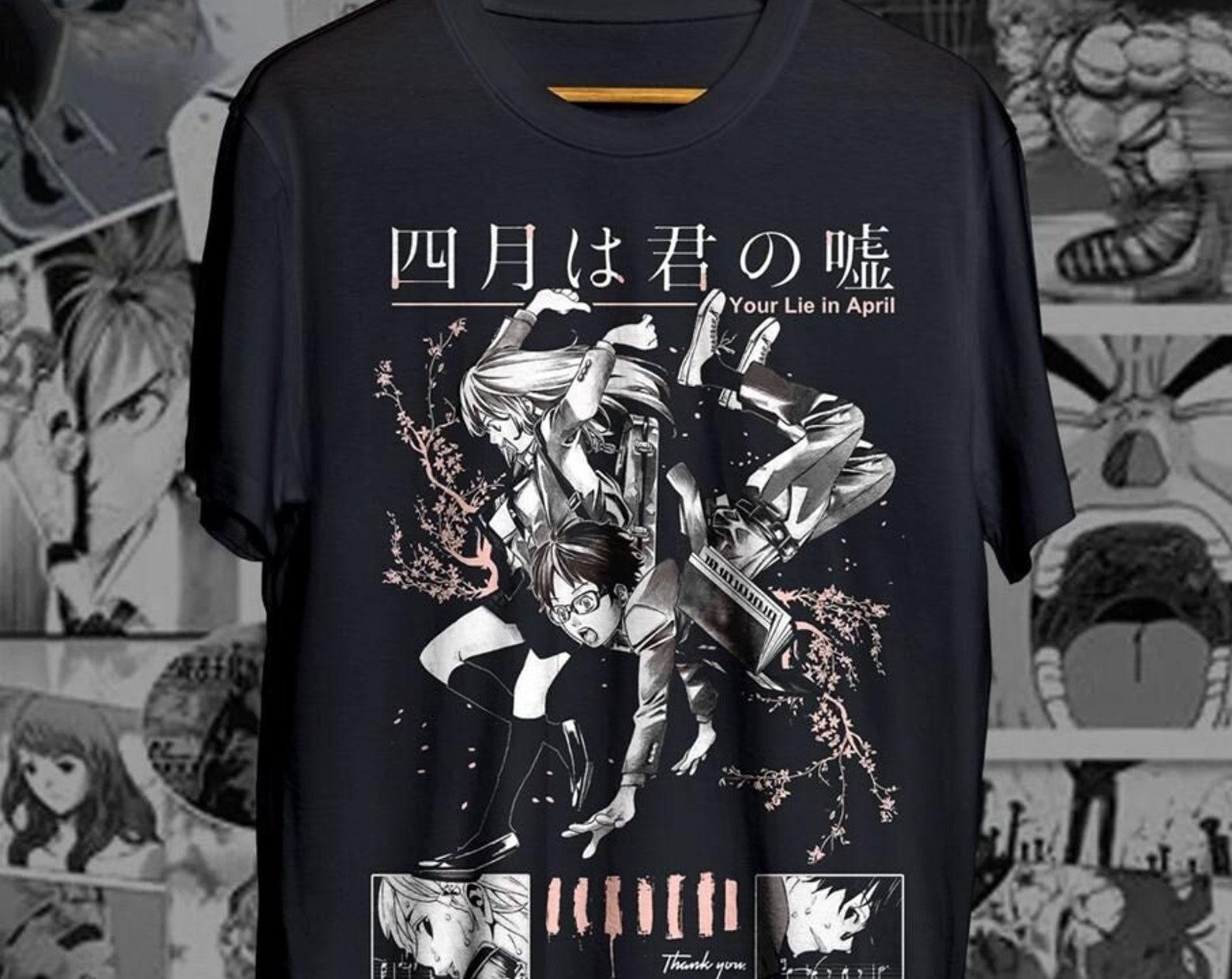 Unisex Your Lie in April Anime T-Shirt, Kaori Miyazono Graphic Tee Shirt L