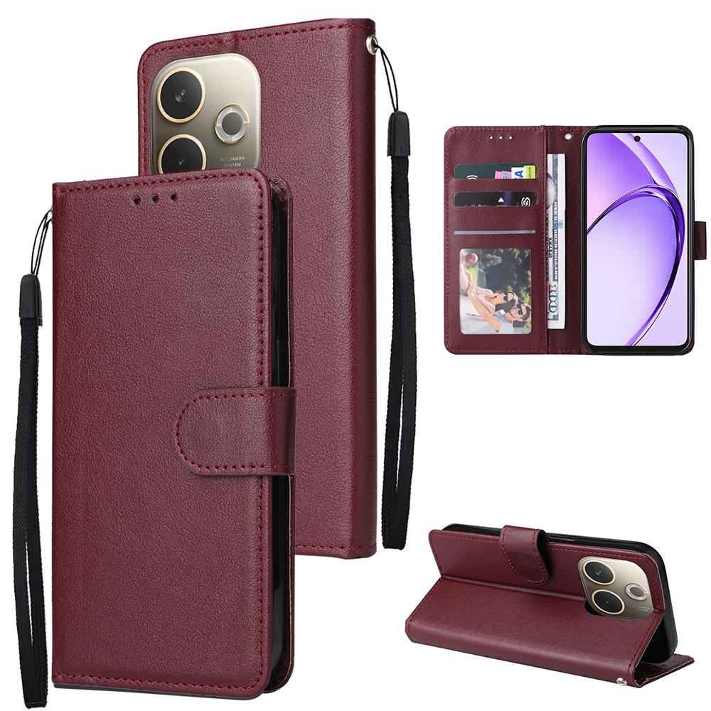 For Oppo A6 Pro 5G Case Splicing Imprinted Rhombus Leather Cover with Wrist Strap