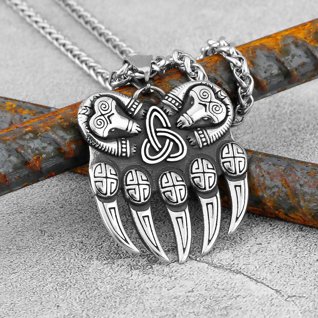 Severský Odin Vraní Lebka Přívěsek Náhrdelník Gotická Nerezová Ocel Vraní Lebka Kompas Runový Náhrdelník pro Muže Punkové Šperky