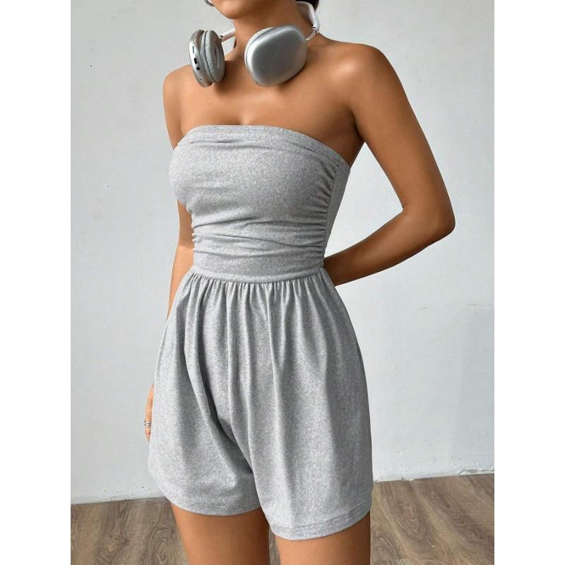 Women S Leopard Print Strapless Romper Summer Fashion Plus Size Vacation