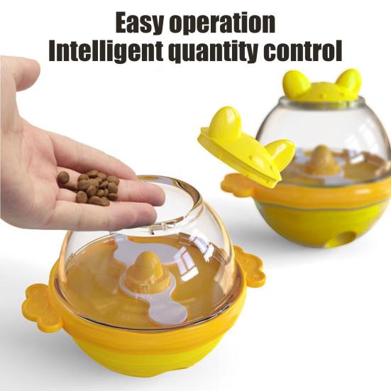 Interactive Dog Treat Toy Wobble Treat Ball Snack Dispenser Toy with Dual Hole Transparent Snack Container for Indoor Outdoor Fun