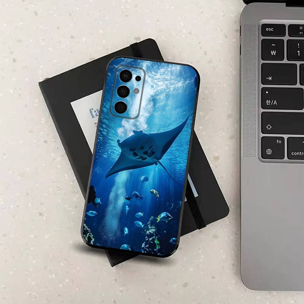 

Manta Ray Ocean Animal Phone Case For Samsung Galaxy A73,31,8,9,53,32,72,41,J7,52,71,22,Note Soft Black Silicone Cover SamsungA53 5G