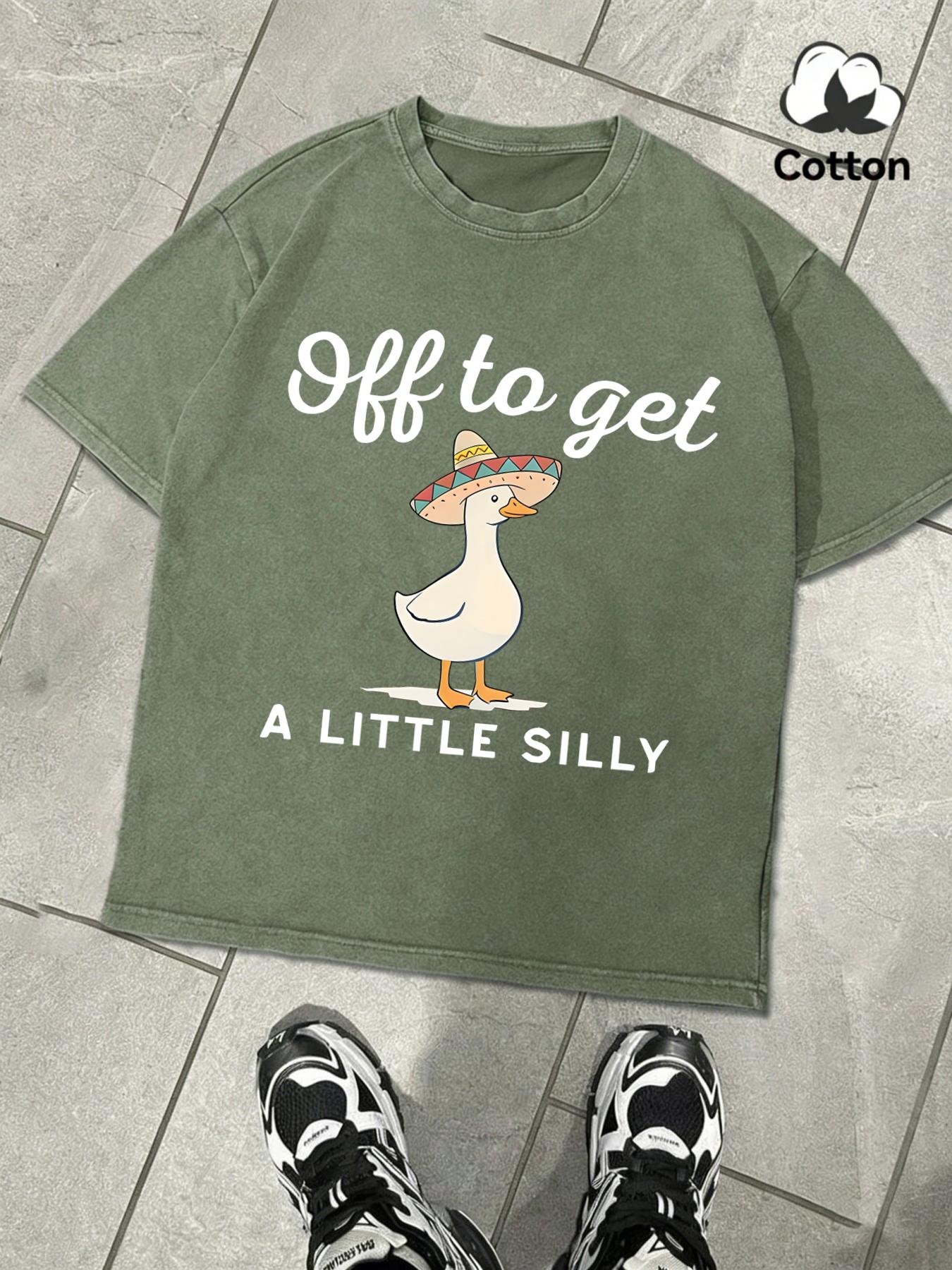 Off To Get A Little Silly Design Washed T Shirt Male Summer ONeck Clothes Soft Cotton Short Sleeve Casual Loose Basics TShirts S