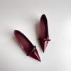 Fashion French Vintage Single Round Head Ballet Slippers Low Heel Shallow Sole Patent Leather Small Red Shoes Summer Women's