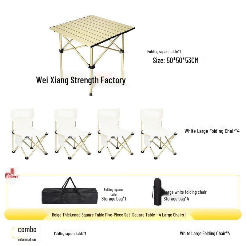 Portable Outdoor Folding Table and Chair Set - Durable Egg Roll Design for Camping, Picnics, & Fishing