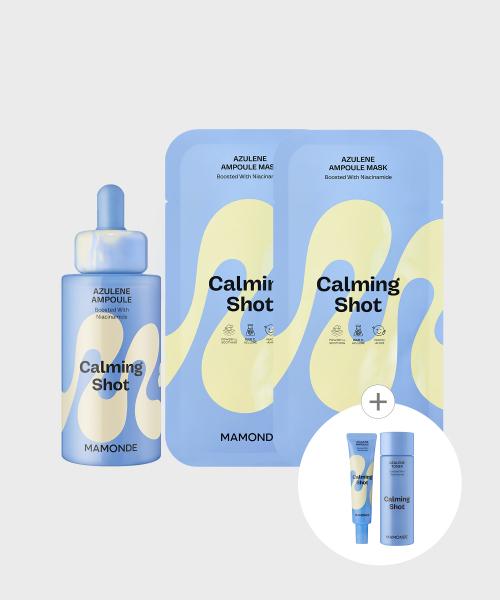 Mamonde Calming Shot Azulene Trace Moisture Ampoule 50ml + Calming Shot Azulene Ampoule Mask Pack (2pc Set) NONE