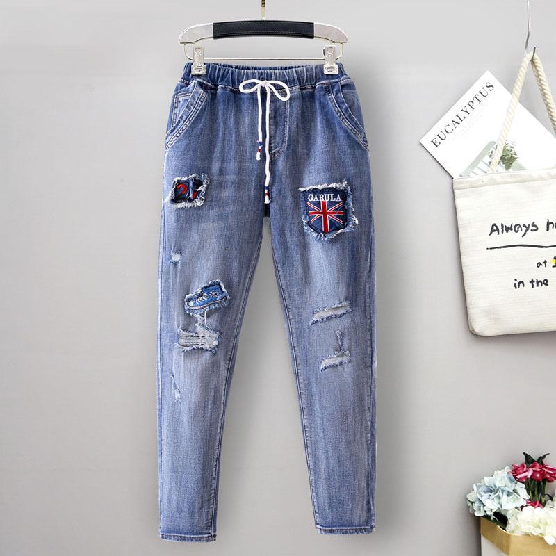 

2023 Summer Plus Size High-Waisted Tummy-Control Jeans - Elastic Slimming Skinny Pants for Women 240 lbs 6XL (200-230 lbs)