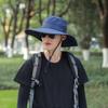 Summer Foldable Large Brim Sun Hat Polyester Breathable Fishing Hat Shade Cap Solid Color UV Protection Hat Hiking