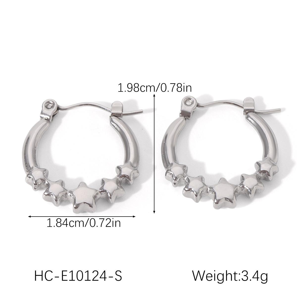 Stainless steel five-pointed star earrings, light luxury high-end star hoop earrings, non-fading titanium steel ear jewelry серебряный