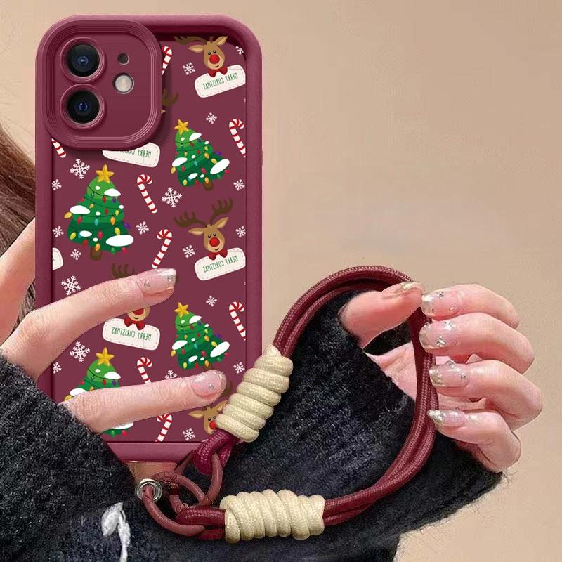 Cute Christmas Red Chain Phone Case For Huawei P20 P30 P40 P50 Pro Mate 20 30 40 50 Pro Lite Nova 5i 5T 11 Play 60 Plus Cover