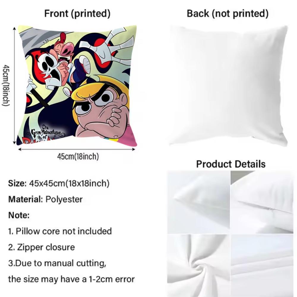 B-Billy & Mandy'sAdventure Cushion Cover Comfortable Reversible Pillow Cover Ideal for Car Sofa Bedroom & Beyond