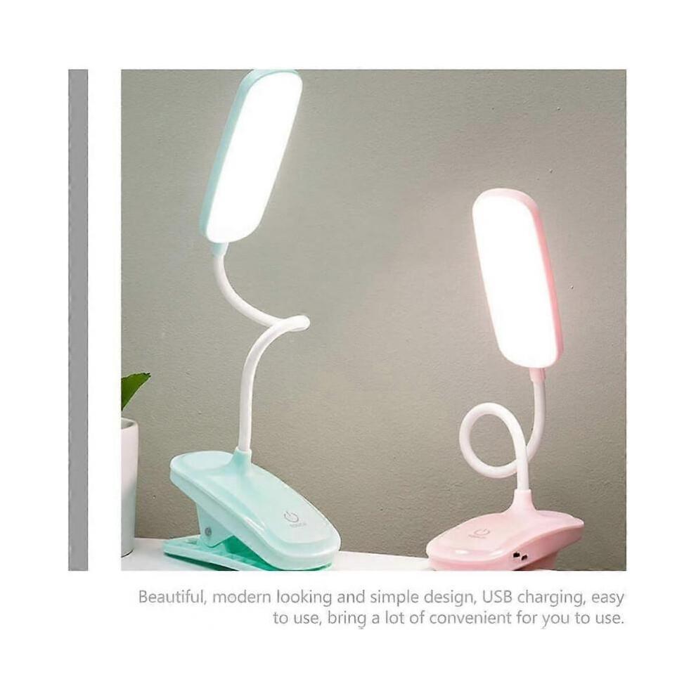 2pcs Book Light Desk Lamps for Home Study Aesthetic, Kids Clip-On Rechargeable LED Lamps, Adjustable Brightness