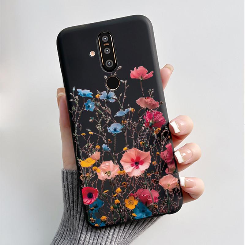 Case For Nokia 8.1 Plus X71 Phone Case Luxury Fashion Butterfly Flowers Black Soft Slim Silicone Cover For Nokia 8.1plus Casing