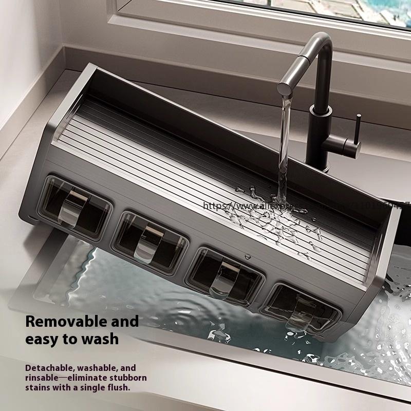 Kitchen Rack High-end Household Non-punching Wall-mounted Seasoning Box Oil Sauce and Vinegar Storage Rack Seasoning Tank Shelf