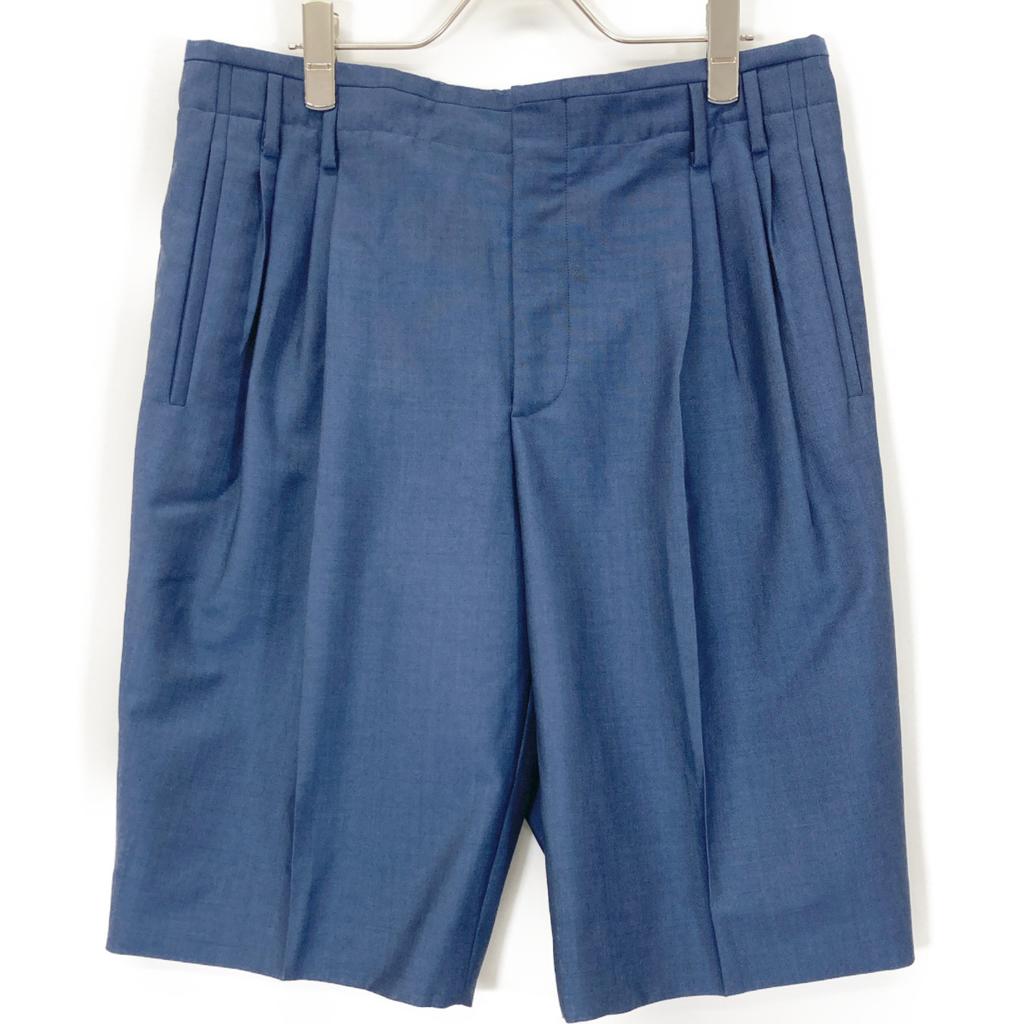 Balenciaga 15Stainless Steel 372044 Blue Wool Tucked Shorts Bottoms 46 NavyUsed