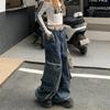 Simic American Retro Heavy-duty Multi-pocket Jeans High Street Hip-hop Trendy Overalls Men's and Women's Wide-leg Pants