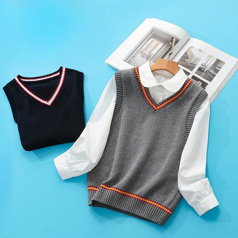 College Style Knitted Vest Spring and Autumn Fashion New All-match Casual Simple Knitted Sweater Vest