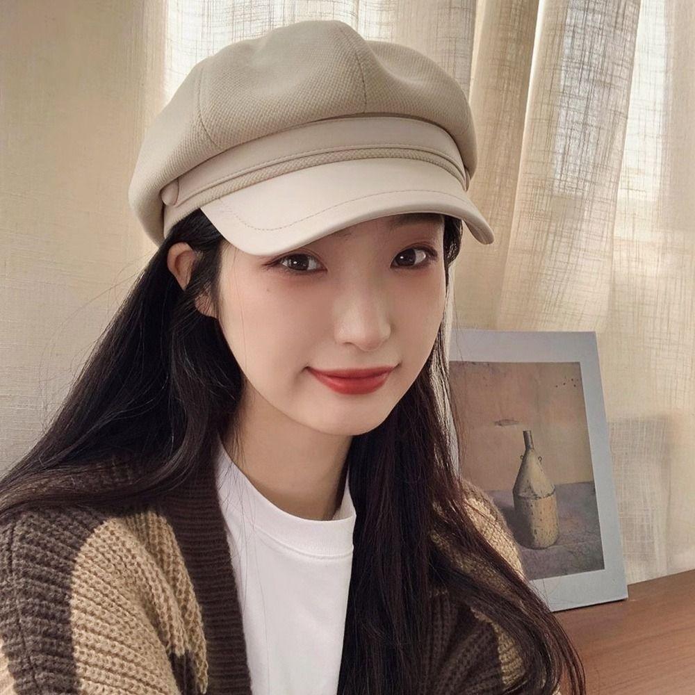 Cotton Painter Octagonal Cap Breathable Newsboy Hats Adjustable Beret Hat  for Women