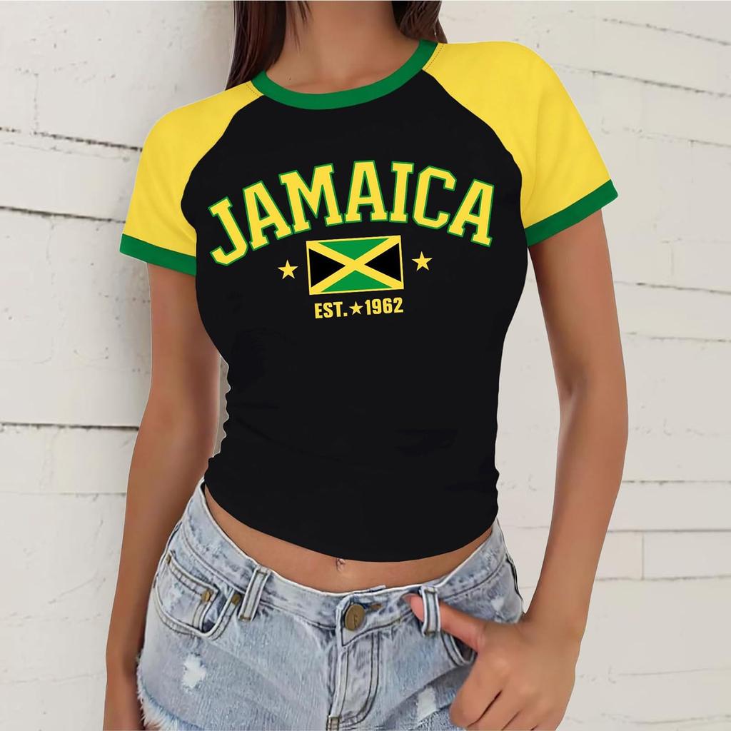 Women's Casual V Neck Short Sleeve Pullover T Shirt Letter Print Top Football Support Style Various Countries Names Design