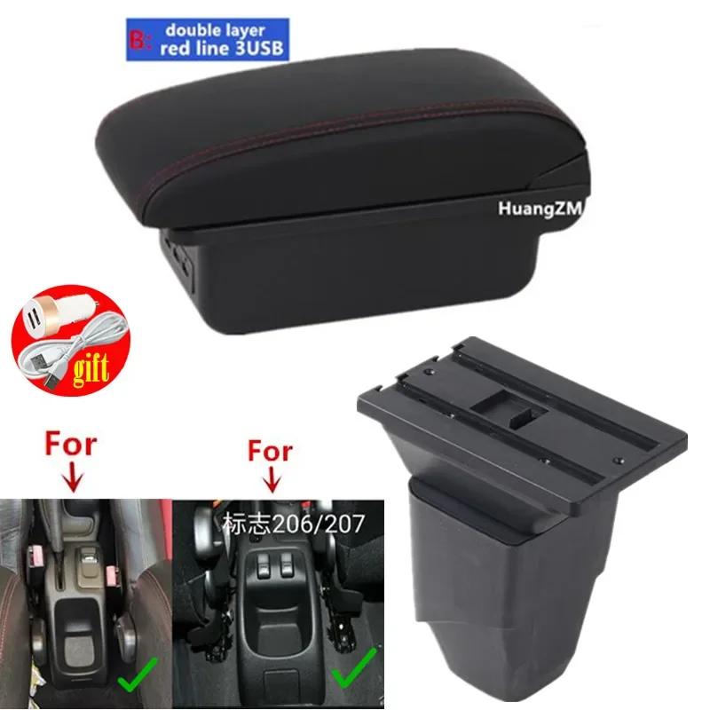 For Peugeot 206 Armrest box For Peugeot 206 207 CC Cabrio Armrest Box Central storage Box Retrofit Interior Car Accessories