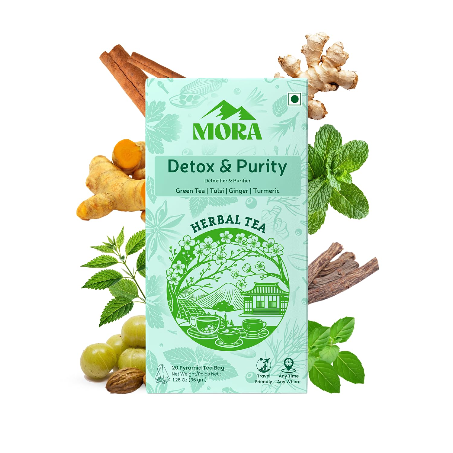 

Mora Detox & Purity Herbal Tea | With Tulsi, Ginger, Turmeric & Green Tea Infusion | Ayurvedic Cleanse & Immune Support Blend | Anytime Use,