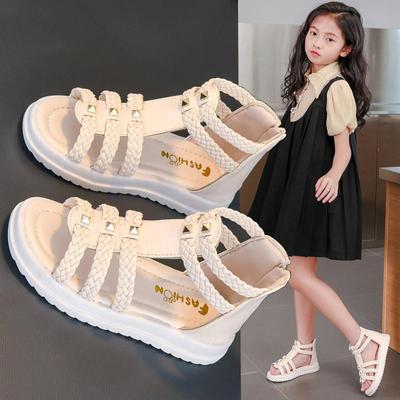Summer New Fashion Open Toe Princess Shoes Soft Soled Children's Shoes Roman Shoes Girls Sandals