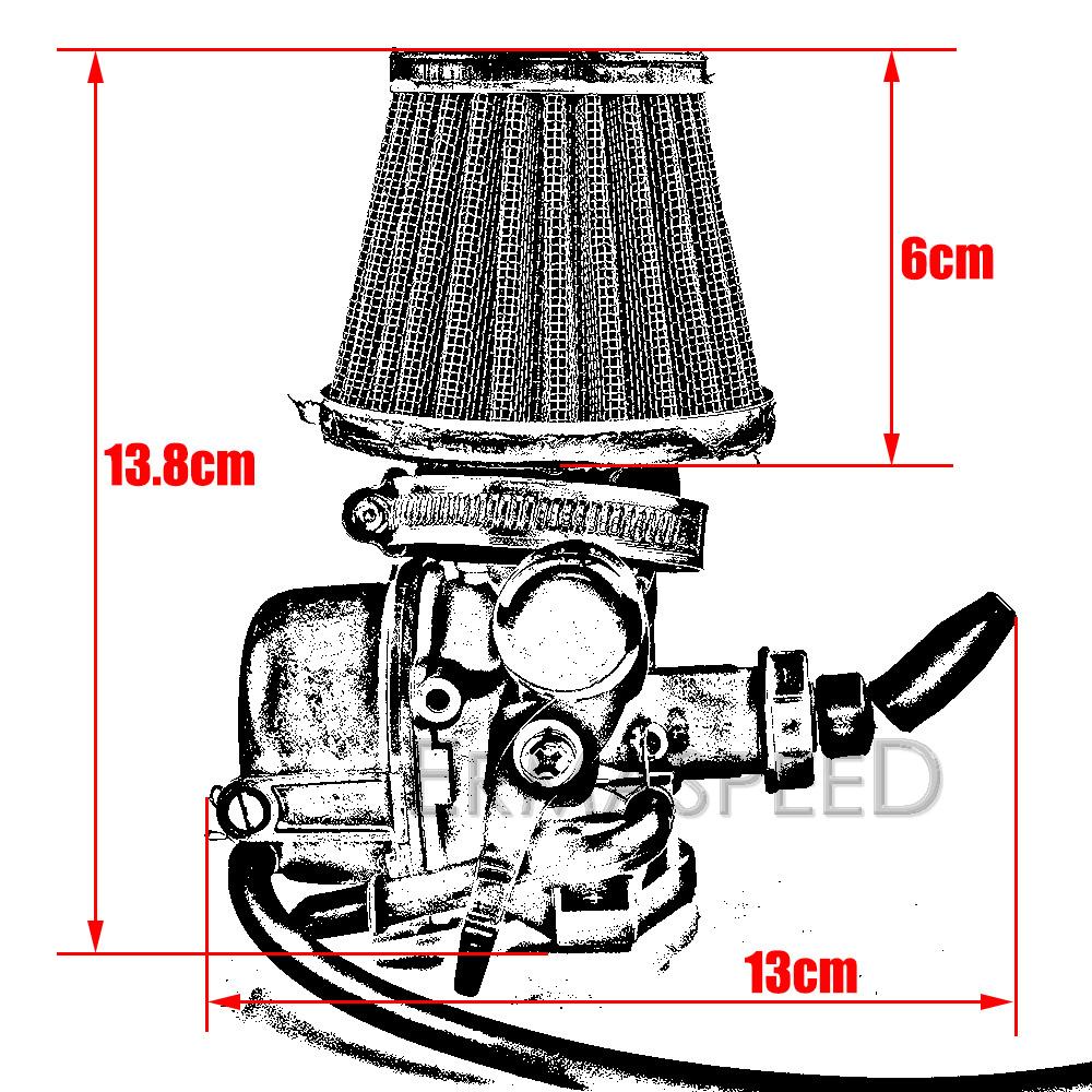 Motocross Carburetor Carb Carby with Air Cleaner Filter Universal for Motorbike Off-Road Sport Bike Manual Lever Choke Dirt
