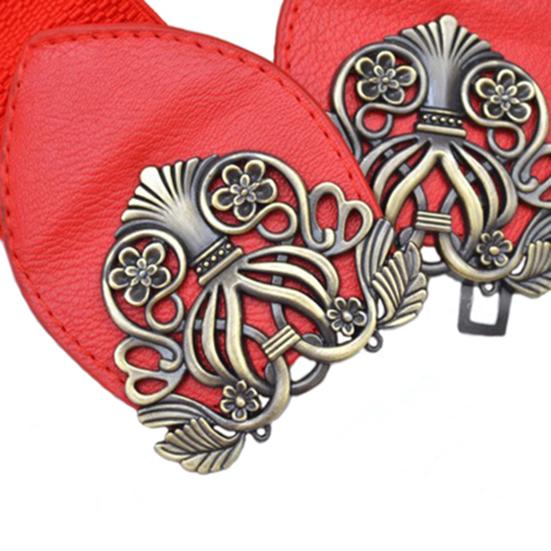 Taillengürtel Elastisch Hohle Schnalle Kunstleder Damen Vintage Taillengürtel für Büro