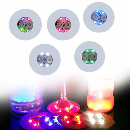 10 Bottle Sticker Coaster Lights, Battery-Powered LED Party Drink Cup Mats for Christmas, Vase, New Year, and Halloween Decorations (Multicolor)