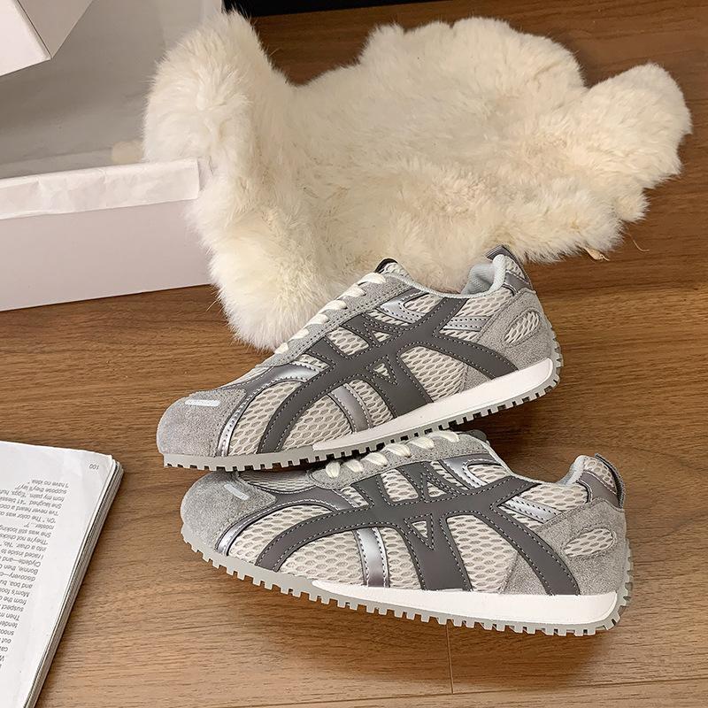 Microfiber Mesh Fashion Moral Training Forrest Gump Shoes Women's 2025 Spring and Autumn New Color Matching Breathable Sports and Leisure White Shoes