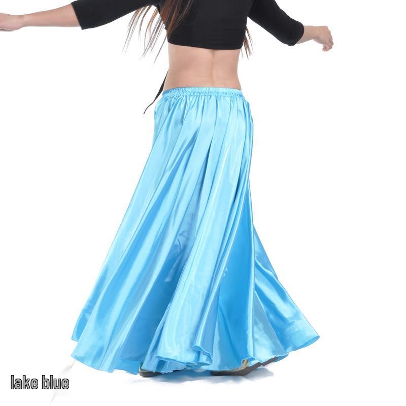 Big Swing Satin Belly Dance Skirt for Stage Performance