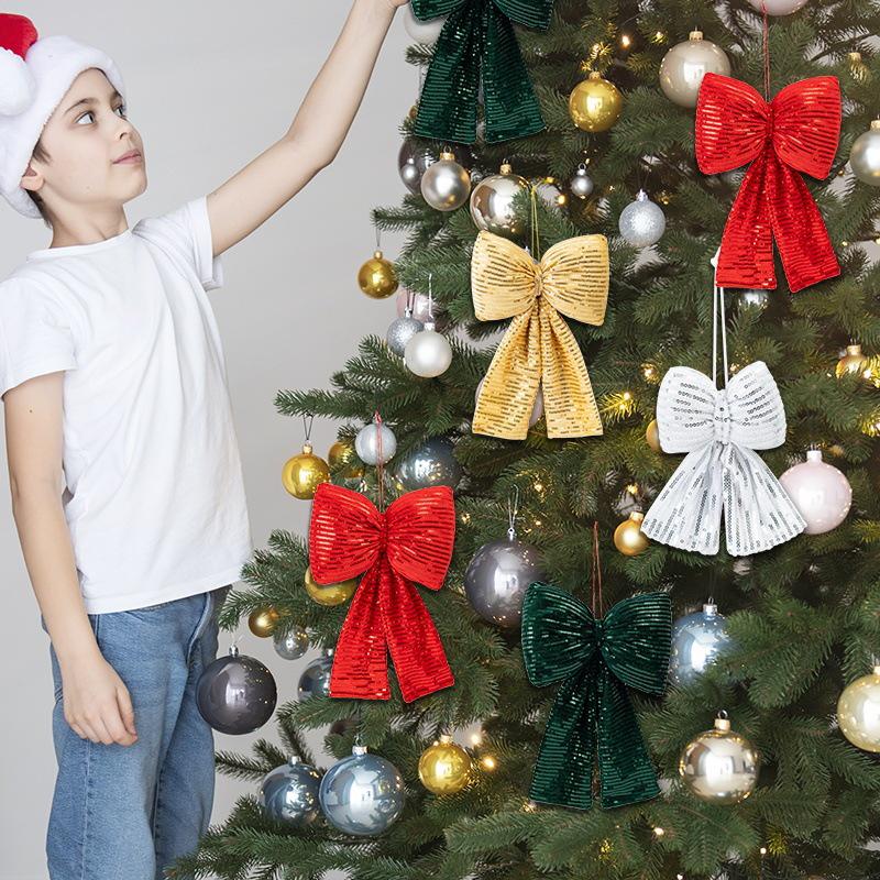 Festival Sequin Bow Christmas Tree Ornament Props