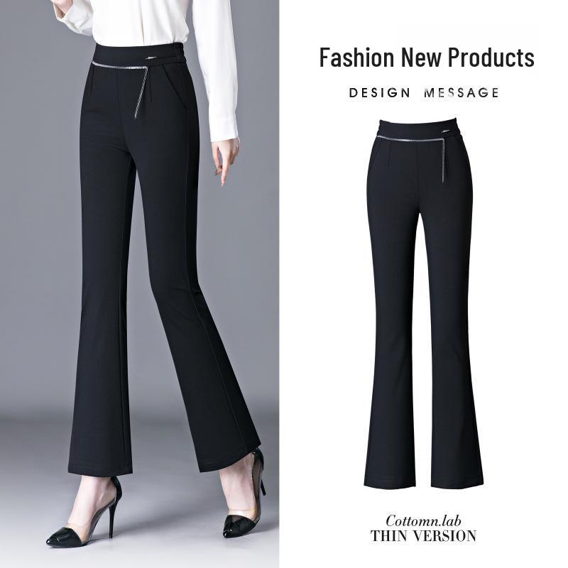 2025 High-Waisted Elastic Flare Pants: Slimming and Casual for Middle-Aged Women