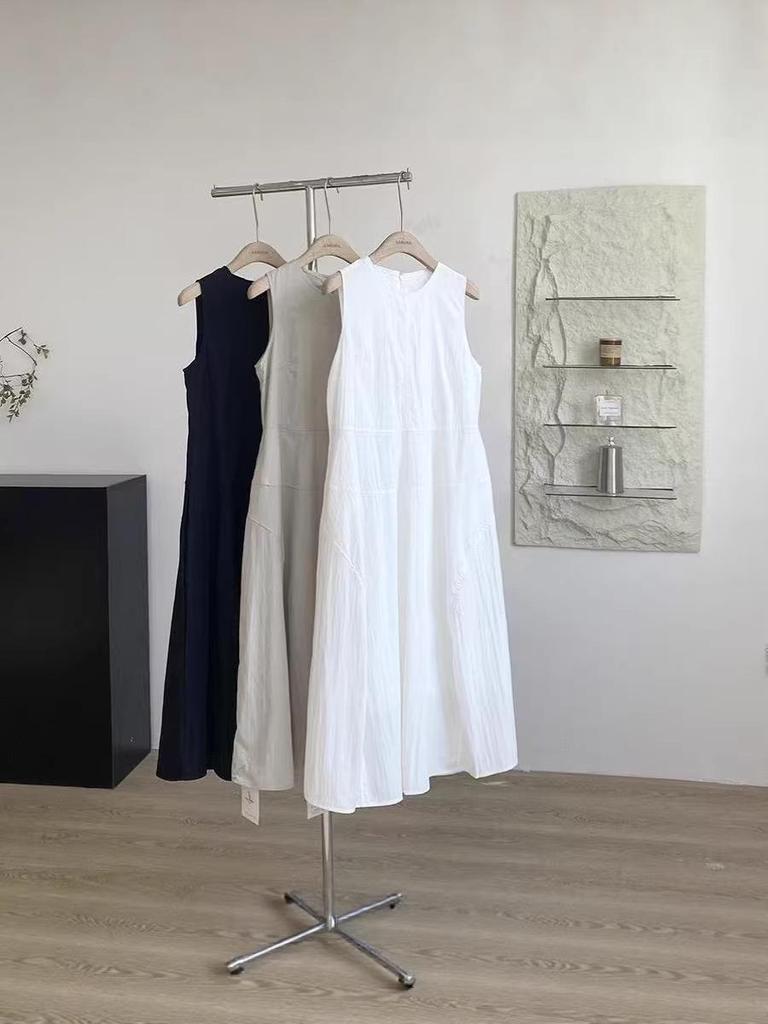 Korean Style Summer Versatile Sleeveless Vest Dress, Round Neck, Mid-Length, Age-Reducing Design for Women