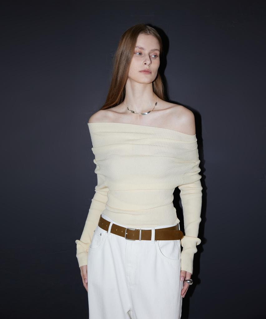 RENEJ Asymmetrical Off-Shoulder Knit