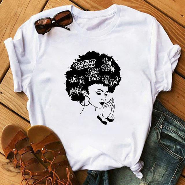 

2025 African Girl Print Women s Summer T-Shirt, Short Sleeve Top 4XL