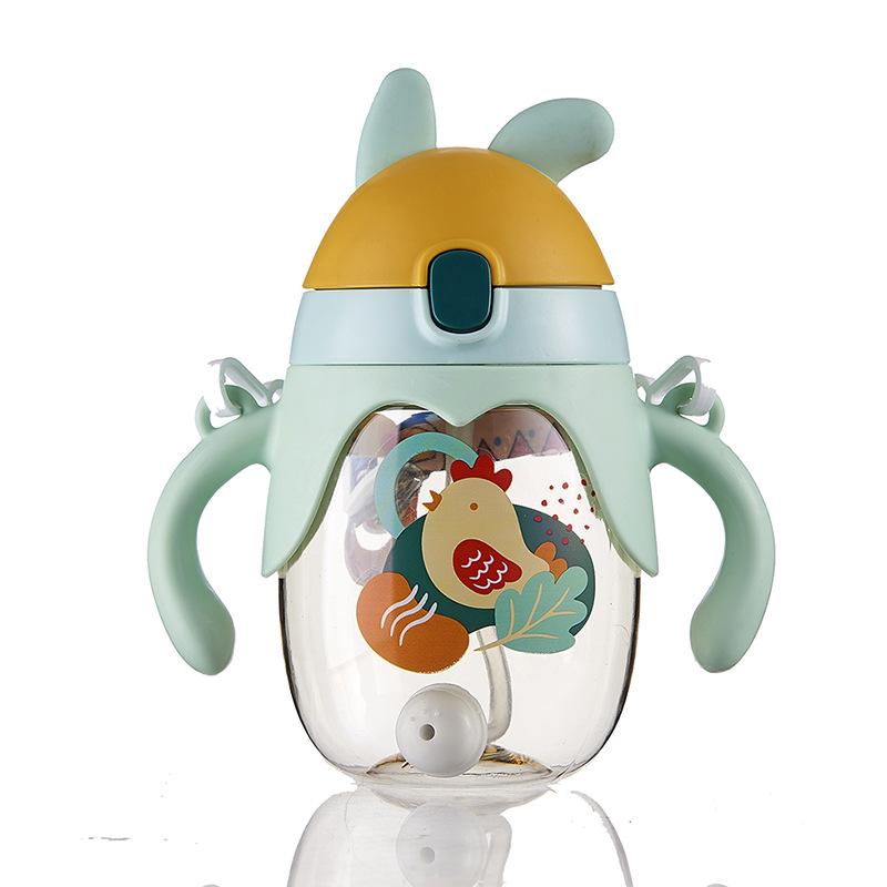Adorable Cartoon Straw Cup Childrens Kindergarten Lightweight Mixing Kettle Baby Mom Girl Back Water Cup