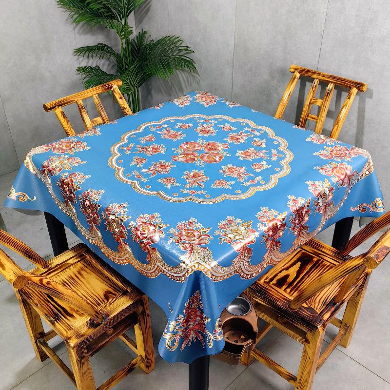Festive Square Waterproof And Oil-Proof Tablecloth Free Anti-Scalding Baxian Table Dining Table Cloth Mahjong Table Square Table Round Table