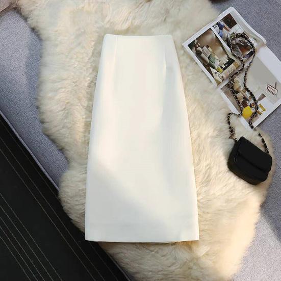 Women Suit Skirt A-Line Style High-Waisted Design Midi Skirt Back Slit